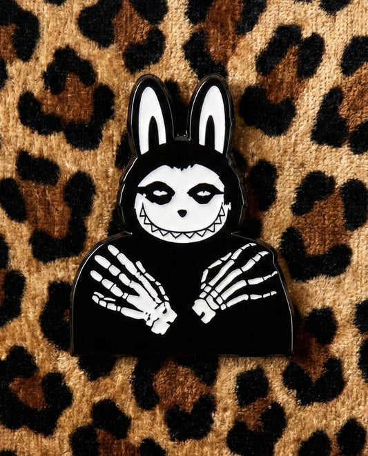 Labubu x Misfits Mashup Enamel Pin - Limited Edition Numbered Badge | Pop Mart Punk Rock